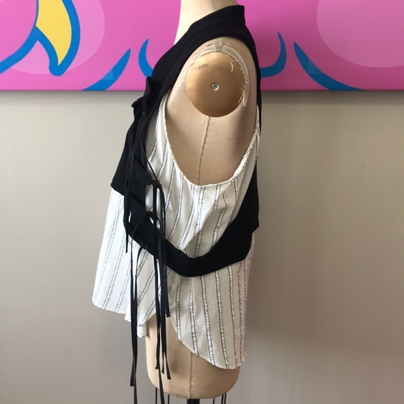 Altuzarra Black White Side Tie Layered Shirt NWT - Picture 6 of 8